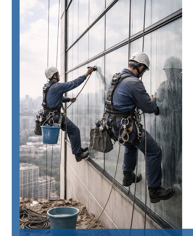 Профессиональная мойка фасадных окон альпинистами в Боровичах