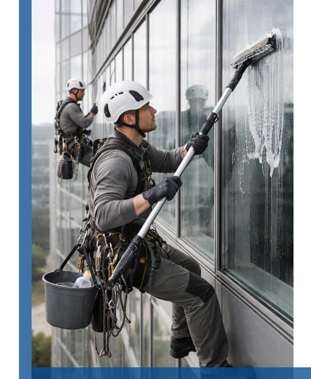 Высотная мойка сплошного остекления с выездом в Боровичах