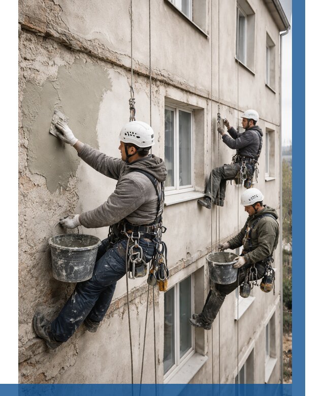 Ремонт штукатурного фасада в Боровичах от 782 р. под ключ | ВЫСОТНИК-Брв