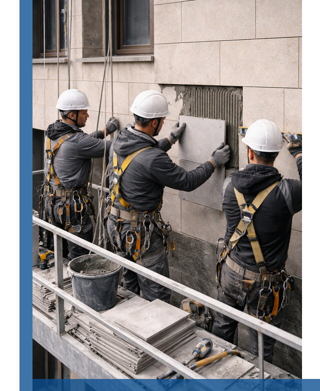 Ремонт облицовки фасада плиткой в Боровичах с гарантией