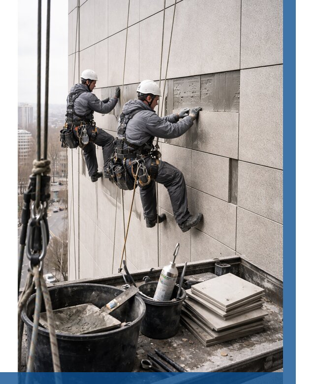 Ремонт фасада из керамогранита в Боровичах от 2606 р. | ВЫСОТНИК-Брв