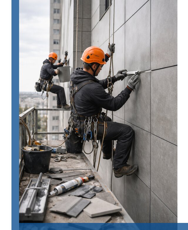 Профессиональный ремонт фасада из керамогранита в Боровичах