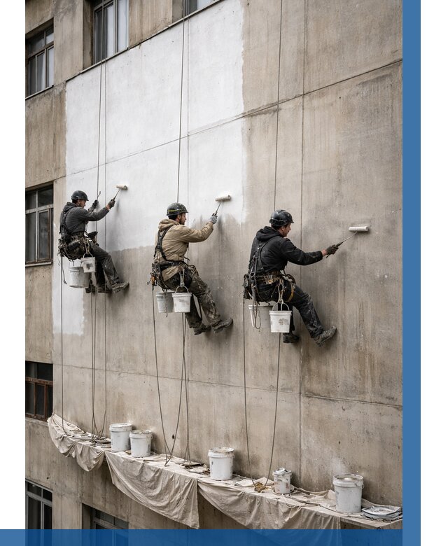 Покраска бетонного фасада в Боровичах от 365 р за м2 | ВЫСОТНИК-Брв