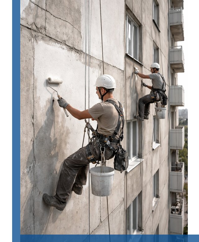 Покраска бетонного фасада в Боровичах для жилых и промышленных объектов