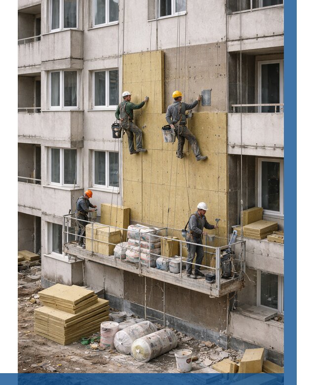 Утепление фасада минватой в Боровичах от 1563 р. | ВЫСОТНИК-Брв