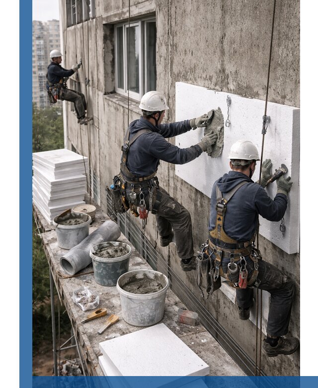 Утепление фасада пенополистиролом в Боровичах под ключ