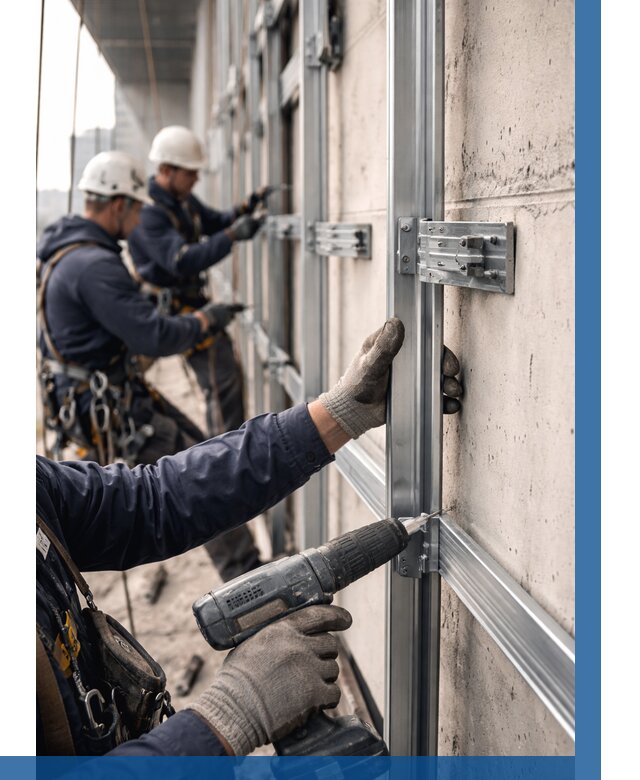 Монтаж подсистемы вентфасада в Боровичах от 886 р. | ВЫСОТНИК-Брв