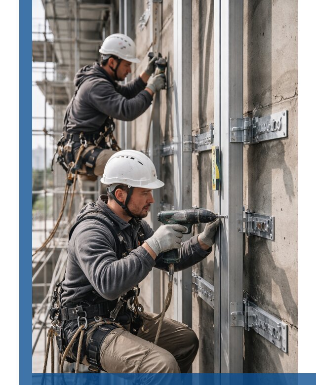 Монтаж и крепление подсистемы вентфасада в Боровичах