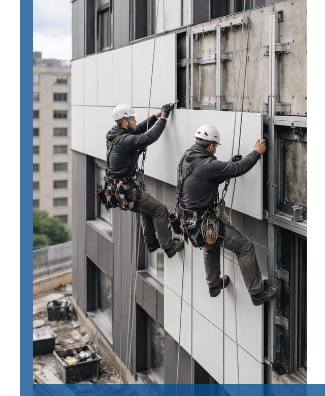 Монтаж композитных панелей фасада в Боровичах под ключ