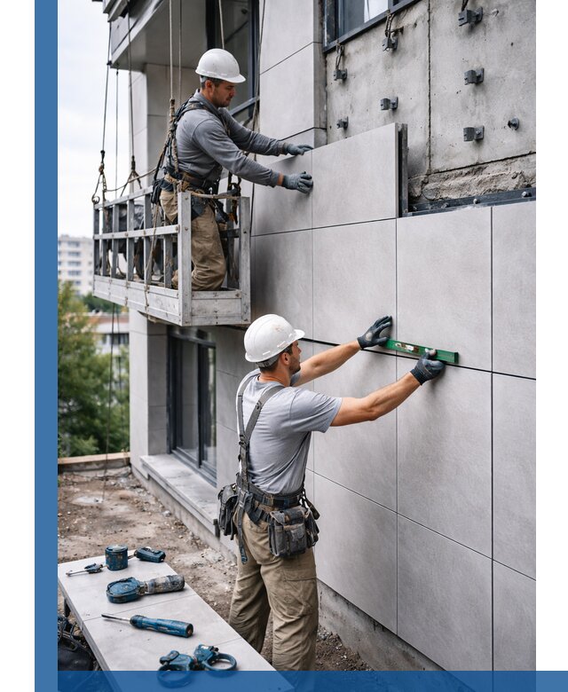 Монтаж керамогранита на фасад в Боровичах под ключ с гарантией качества