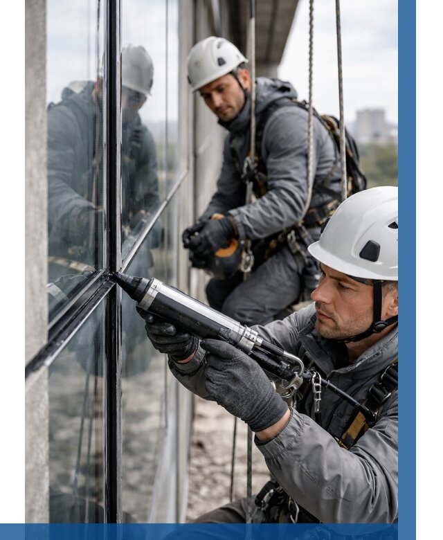 Герметизация витражных швов в Боровичах от 677 р. | ВЫСОТНИК-Брв