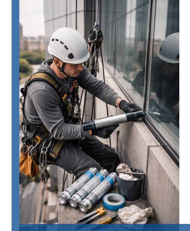 Герметизация стыков витража в Боровичах для герметичных фасадов