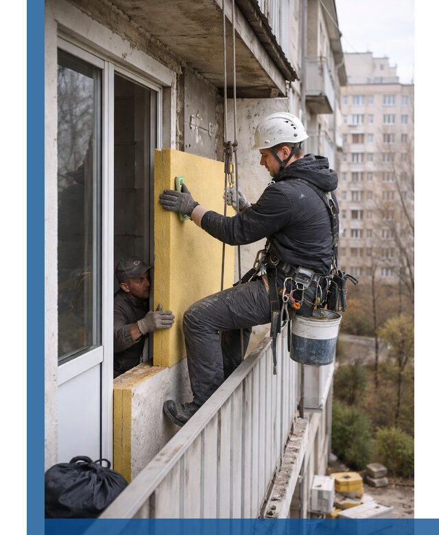 Профессиональное утепление балкона снаружи в Боровичах под ключ
