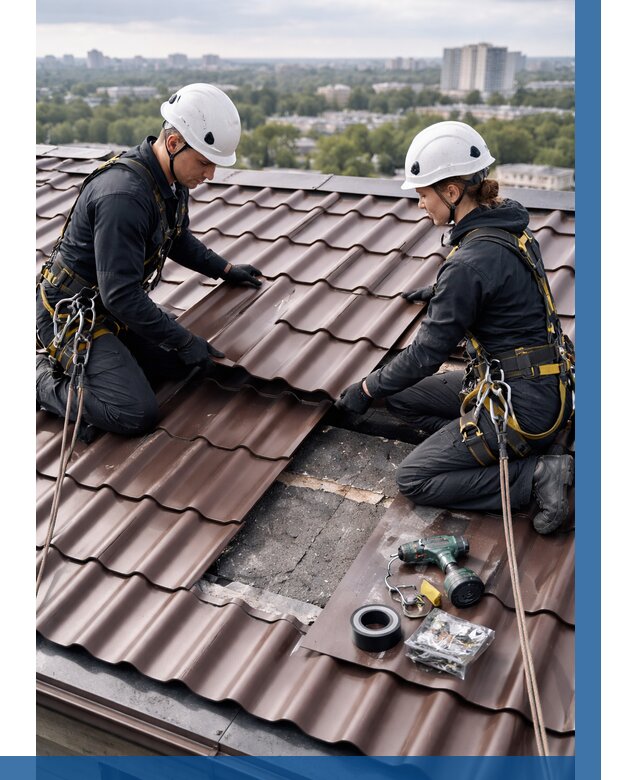 Ремонт металлочерепицы на крыше в Боровичах от 938 р. | ВЫСОТНИК-Брв