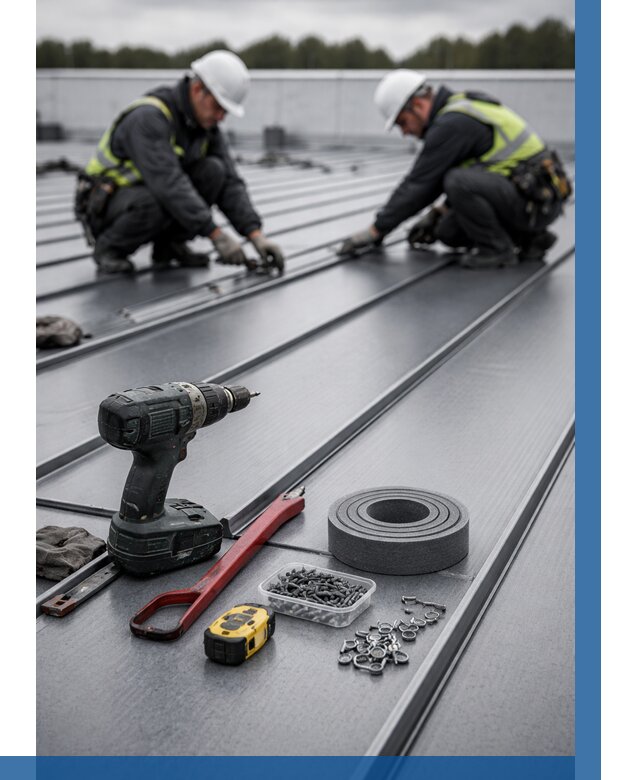 Монтаж фальцевой кровли в Боровичах от 1876 р. | ВЫСОТНИК-Брв