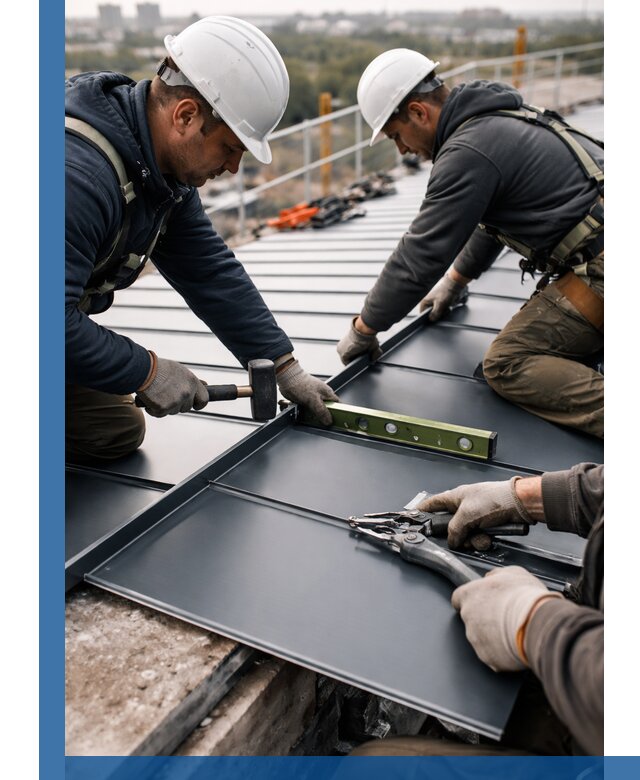 Монтаж фальцевой кровли в Боровичах для промышленных зданий