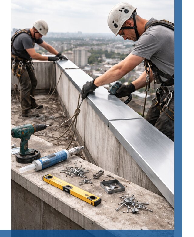 Монтаж парапетных крышек в Боровичах от 834 р. | ВЫСОТНИК-Брв