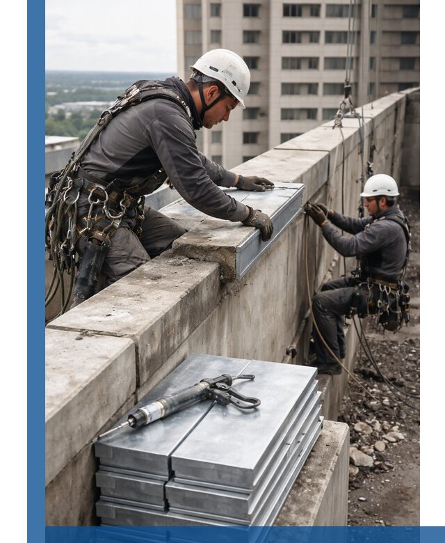 Замена парапетных крышек и установка новых в Боровичах