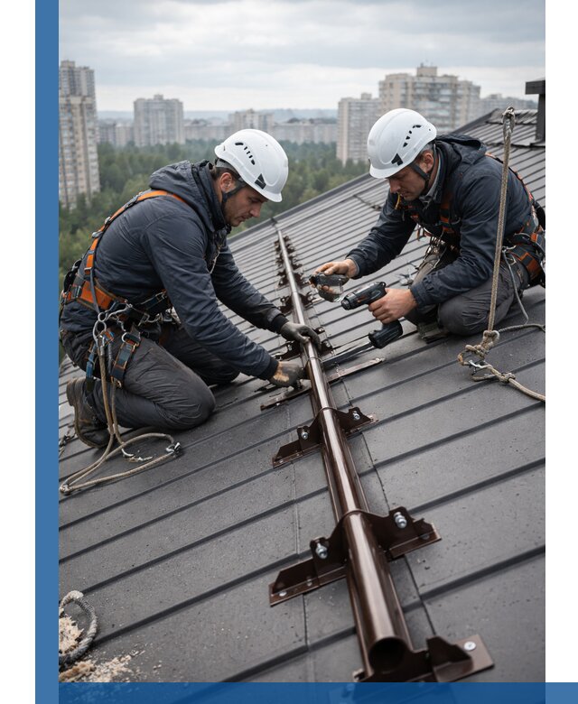 Монтаж снегозадержателей на кровле зданий в Боровичах под ключ