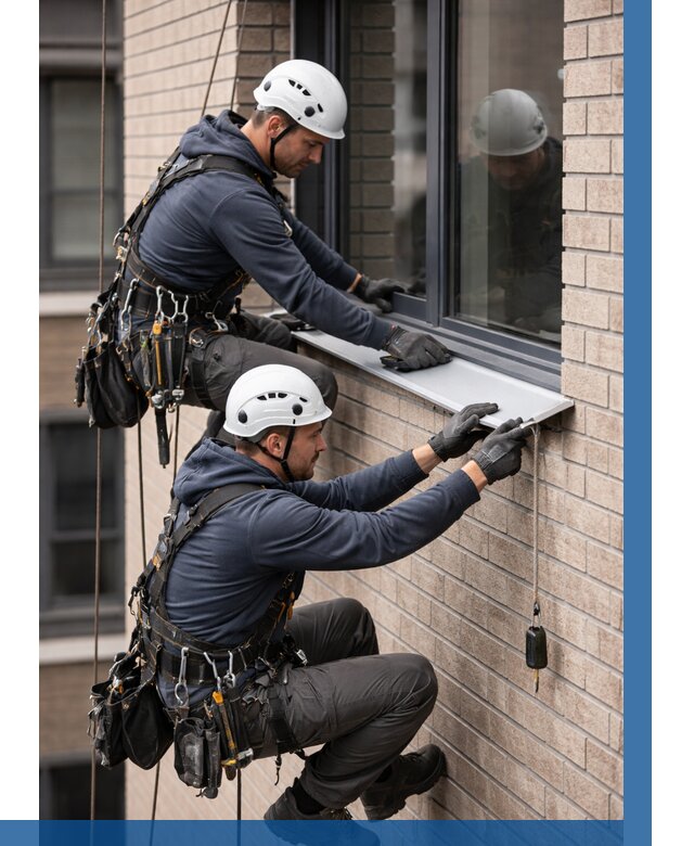 Монтаж оконных отливов под ключ в Боровичах от 3648 р. | ВЫСОТНИК-Брв