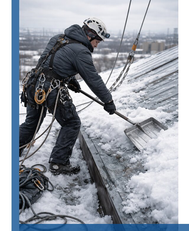 Профессиональная очистка кровли от снега и наледи в Боровичах