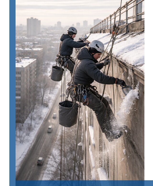Очистка карнизов от снега в Боровичах профессионально и безопасно