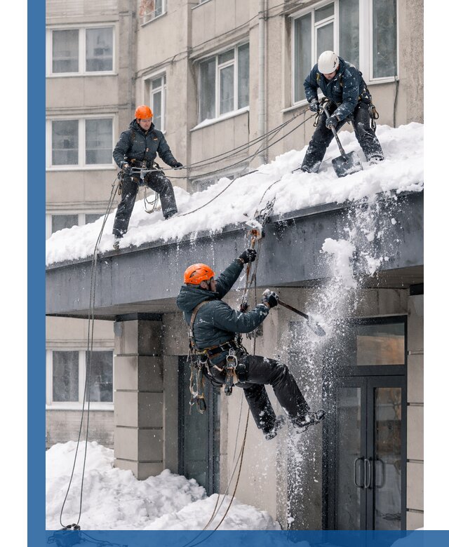 Безопасная очистка навесов от снега в Боровичах круглогодично