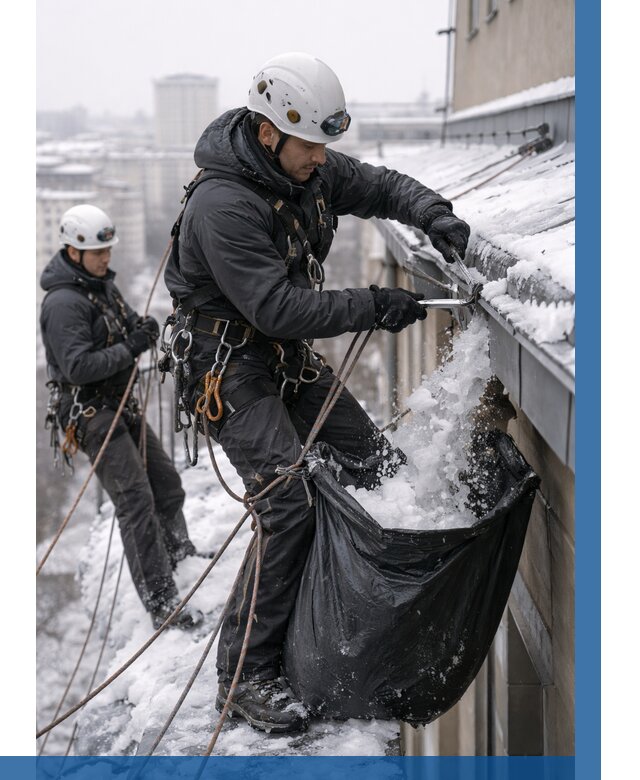 Аварийная очистка крыши в Боровичах под ключ от 313 р. | ВЫСОТНИК-Брв