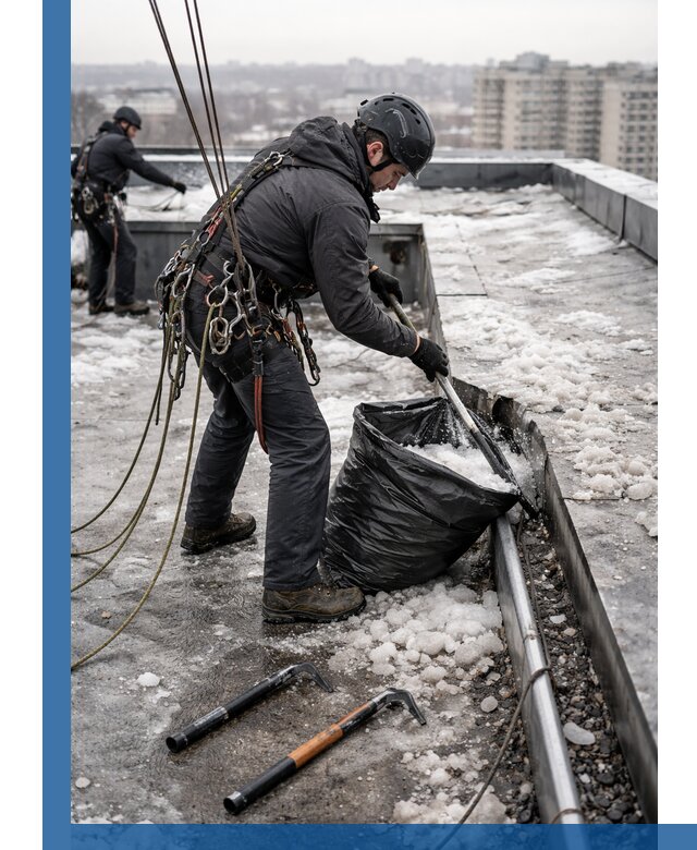 Аварийная очистка кровли в Боровичах от промальпинистов