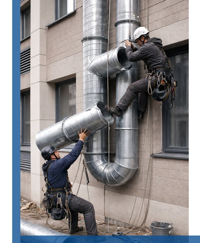 Монтаж фасадных воздуховодов в Боровичах с герметизацией и крепежом