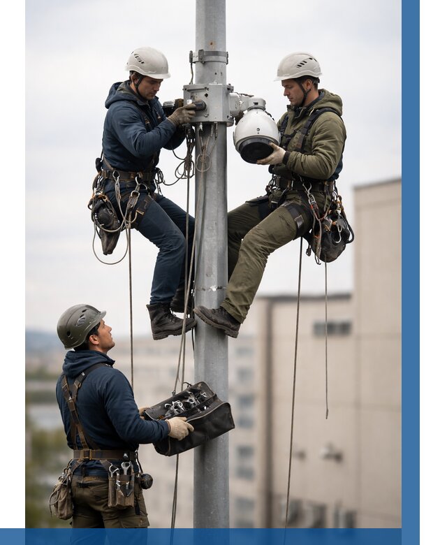 Установка видеокамер на мачте в Боровичах от 8860 р. | ВЫСОТНИК-Брв