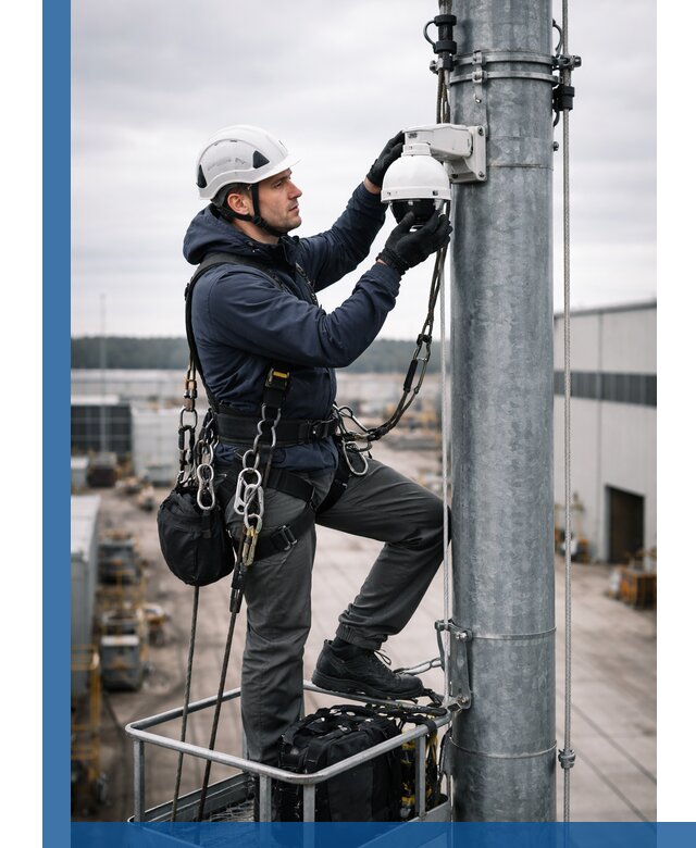 Профессиональная установка видеокамер на мачте в Боровичах