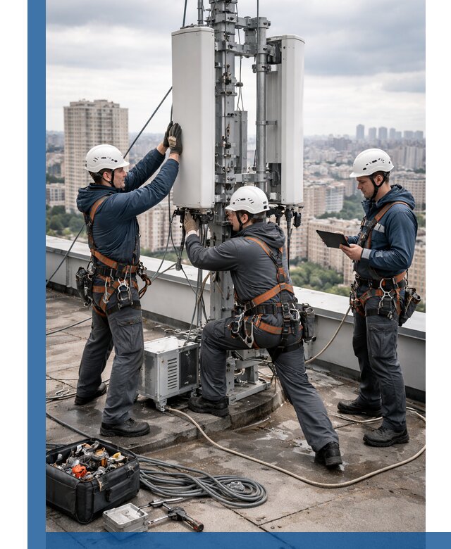 Монтаж антенн связи на крыше в Боровичах с вводом в эксплуатацию