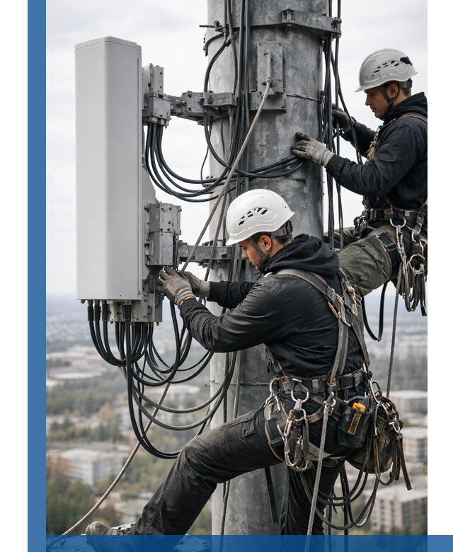 Монтаж оборудования связи на мачте в Боровичах с пусконаладкой