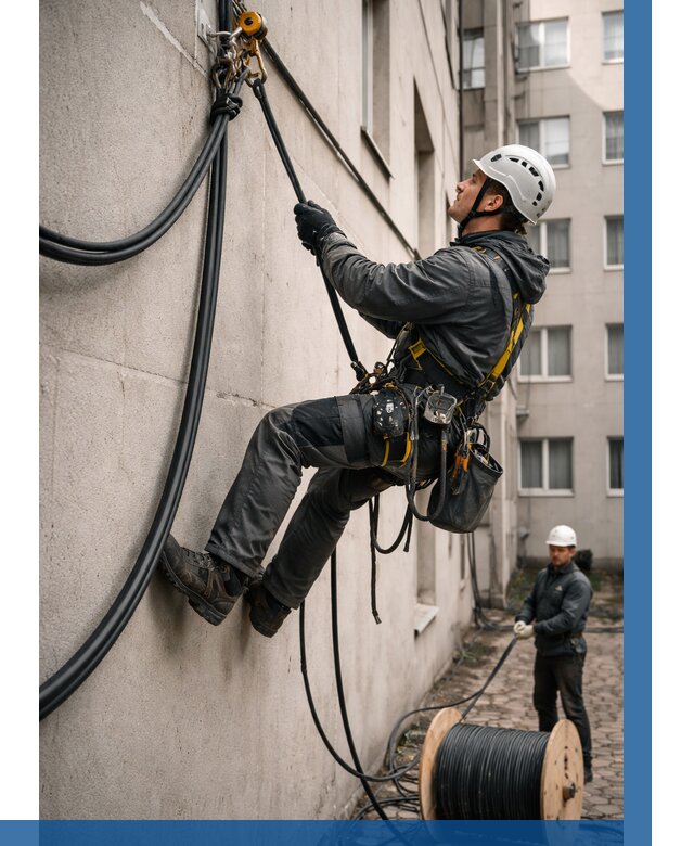 Протяжка кабеля питания на высоте в Боровичах от 469 р. | ВЫСОТНИК-Брв