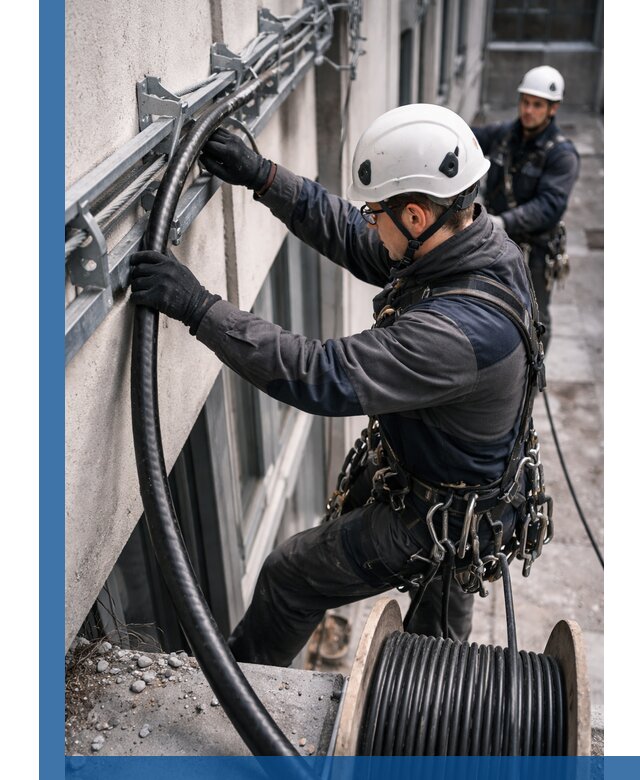 Протяжка кабеля питания на высоте в Боровичах с гарантией безопасности и качества