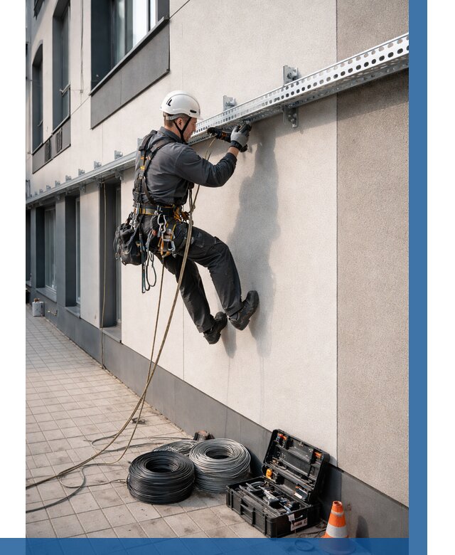 Монтаж кабельных лотков на фасаде в Боровичах от 1251 р. | ВЫСОТНИК-Брв