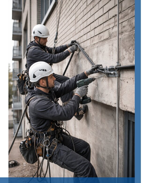 Крепление кабеля на фасаде в Боровичах от 365 р. | ВЫСОТНИК-Брв