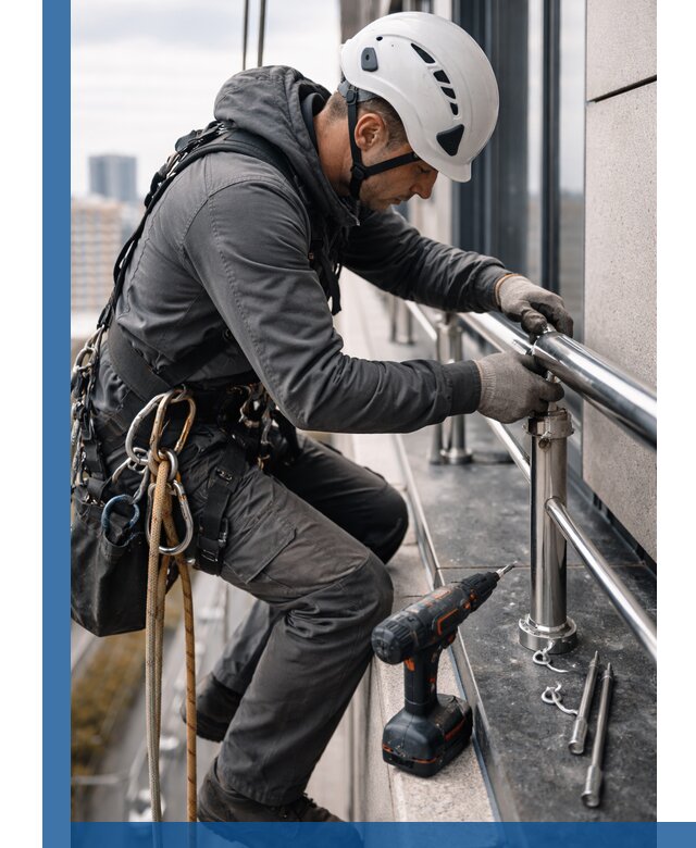 Монтаж ограждений на высоте в Боровичах для зданий и конструкций