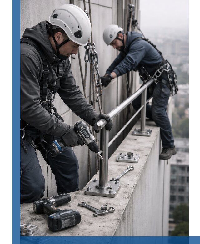 Монтаж перил на высоте в Боровичах для жилых и промобъектов