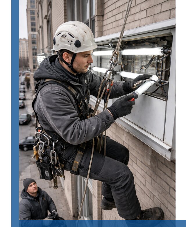 Профессиональная замена ламп в наружной вывеске в Боровичах
