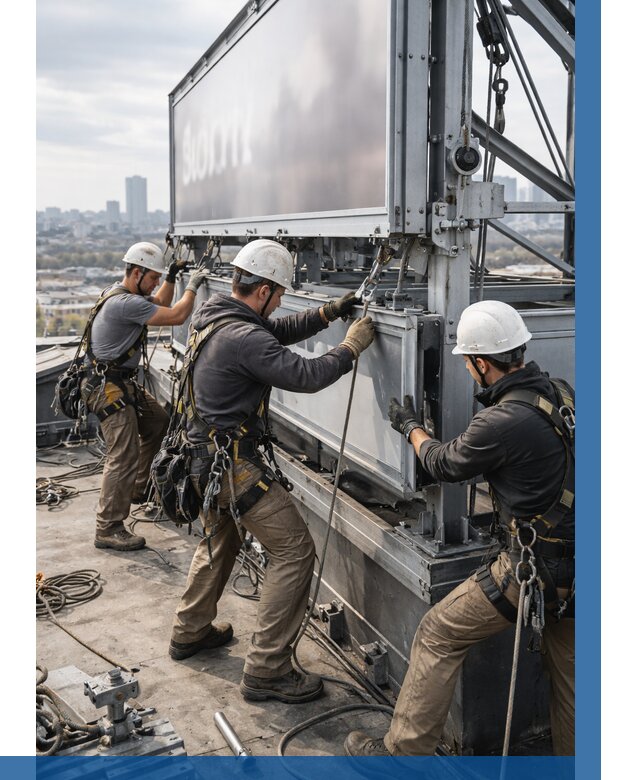 Монтаж крышной рекламной конструкции в Боровичах от 62538 р.|ВЫСОТНИК-Брв