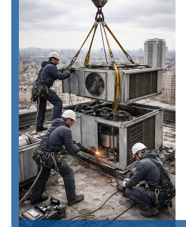 Демонтаж крышной установки в Боровичах любой сложности