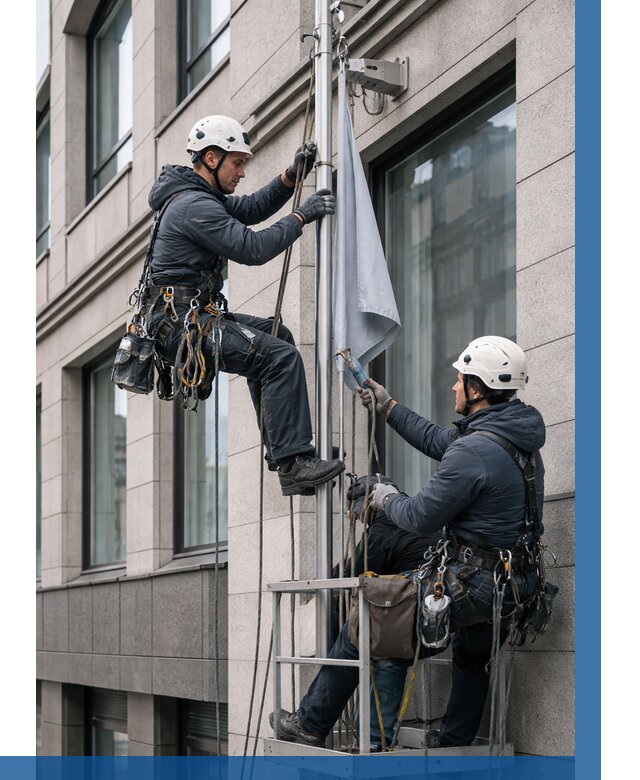 Установка флагов на фасаде в Боровичах от 4690 р. | ВЫСОТНИК-Брв