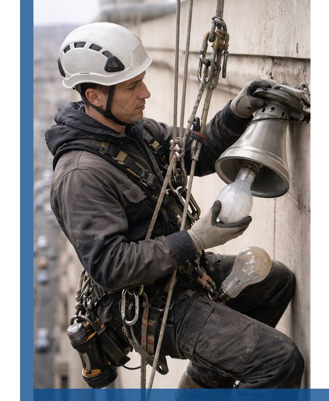 Замена ламп на высоте в Боровичах профессионально и быстро