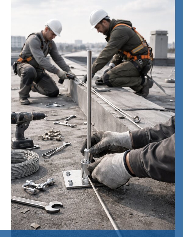 Монтаж молниезащиты на кровле в Боровичах цена от 26058 р. | ВЫСОТНИК-Брв