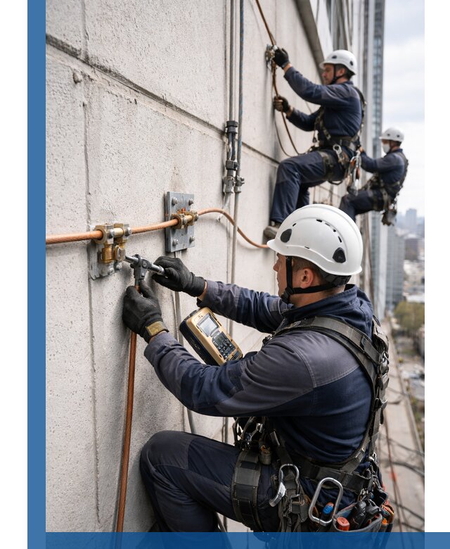 Монтаж системы заземления здания и молниезащиты в Боровичах