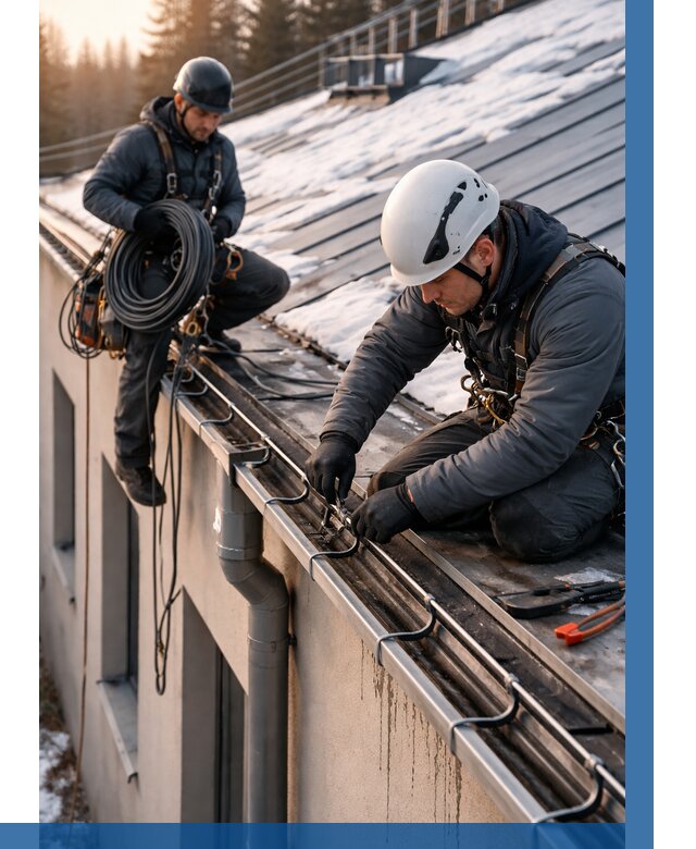 Монтаж греющего кабеля на кровле в Боровичах от 469 р. | ВЫСОТНИК-Брв