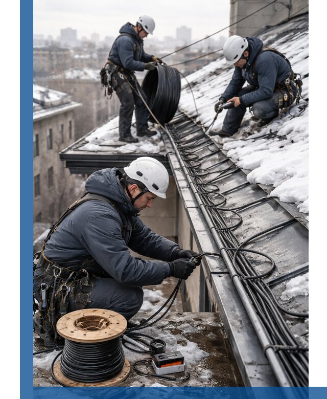 Монтаж греющего кабеля на кровле в Боровичах под ключ