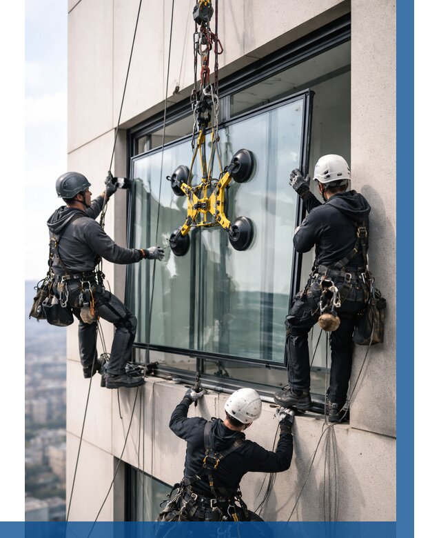 Монтаж стеклопакетов на высоте в Боровичах от 3335 р. | ВЫСОТНИК-Брв